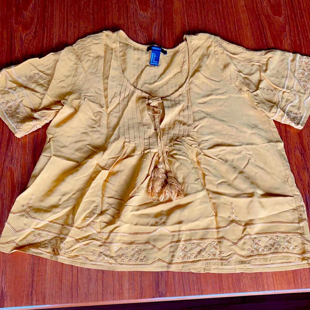 Forever 21, flowy, embroidered shirt